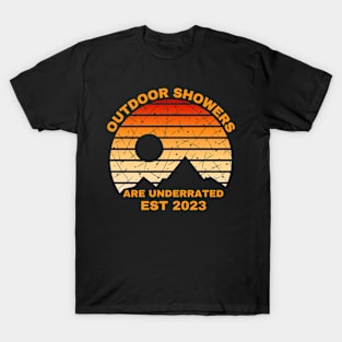 Outdoor Showers Are Underrated Est 2023 Funny Hiking Gifts T-Shirt